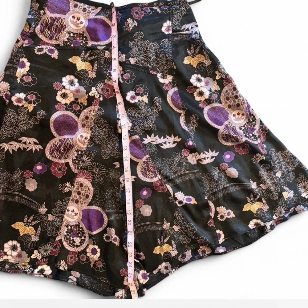 Mixit Whimsygoth Floral Asymmetrical Midi A-Line Skirt Purple Black Size 4